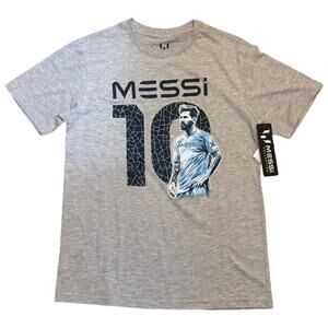 Messi Collection Gray Soccer #10 Cotton Blend Short Sleeve Shirt Size XL 14/16
